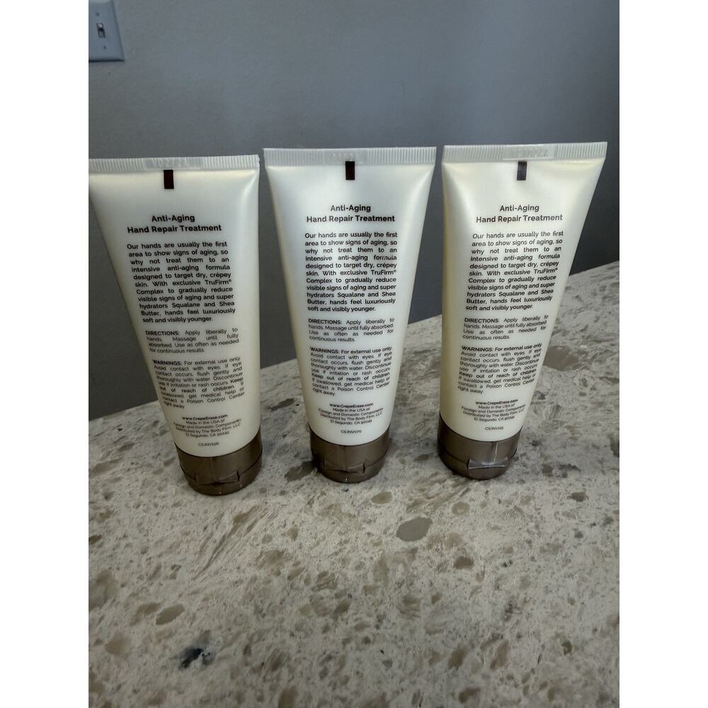 Lot 3 Crepe Erase Fragrance Free Anti-Aging Hand Repair Treatment Cream 3 oz ea - Picture 2 of 2